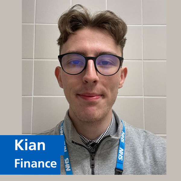 Image of a person smiling at the camera and text that says 'Kian, Finance'