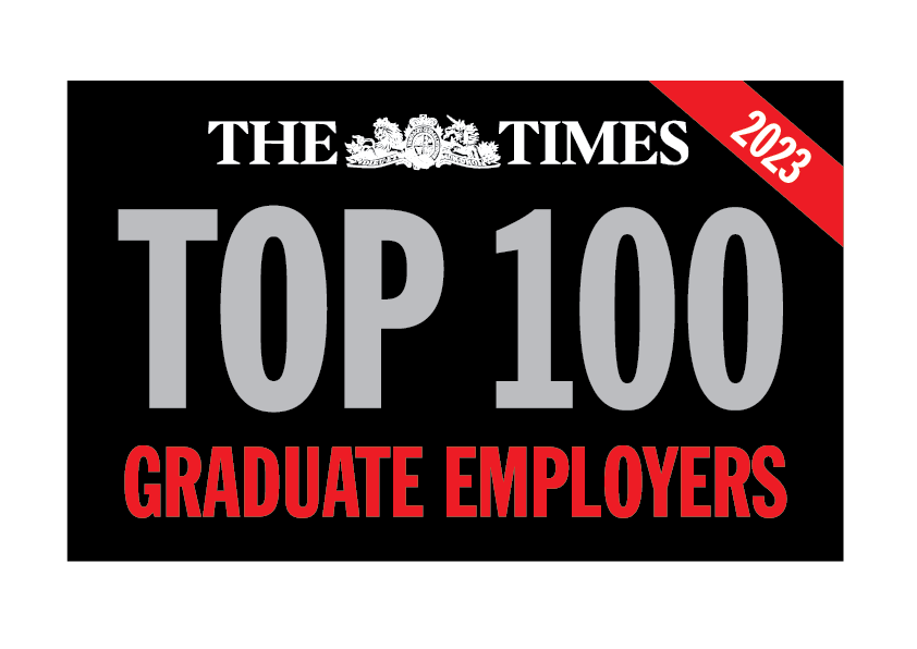 Graphic with text: The Times Top 100 Graduate Employers 2023